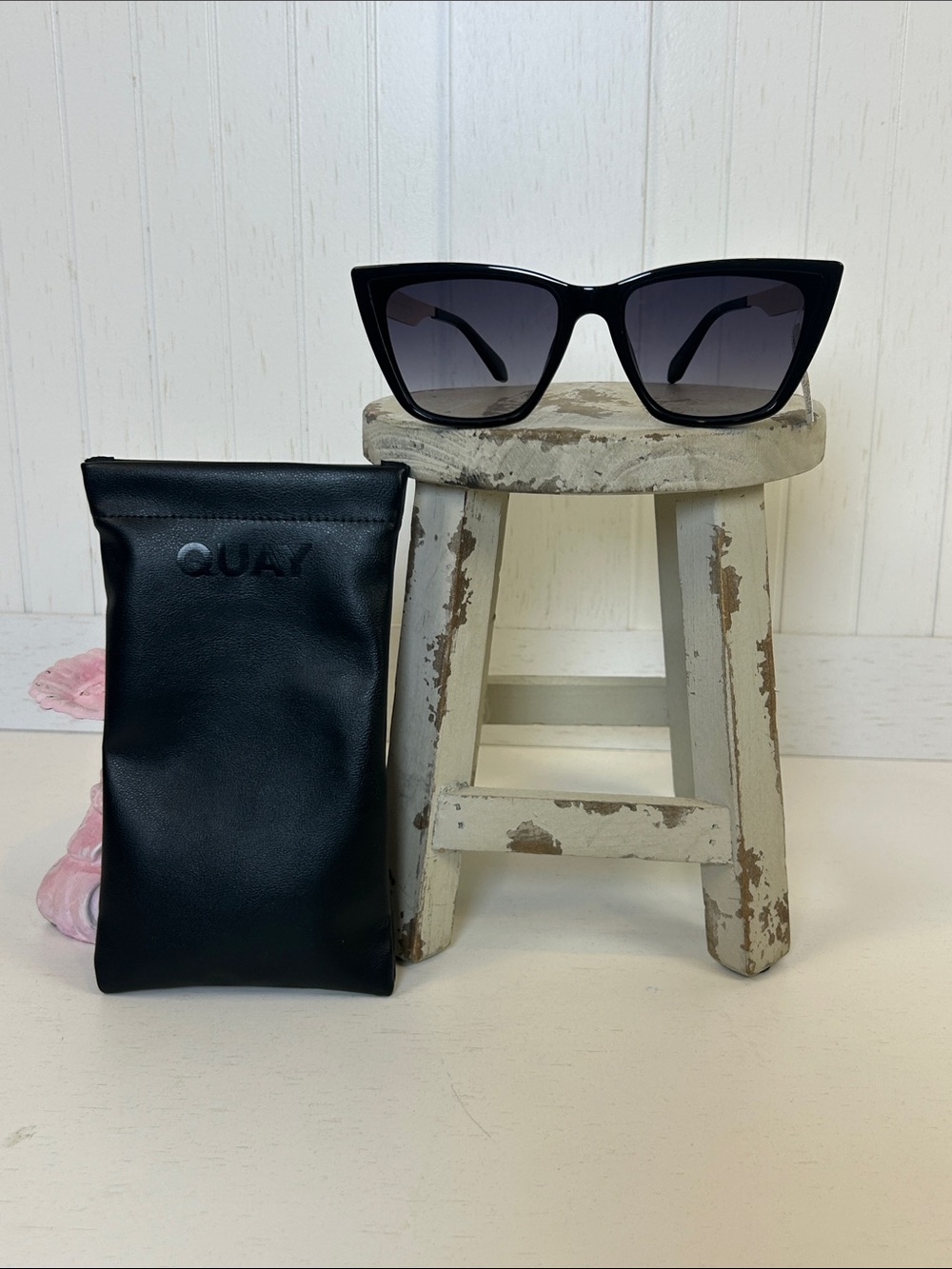 QUAY Call The Shots Remixed Sunglasses Black Gold Cats Eye NWT